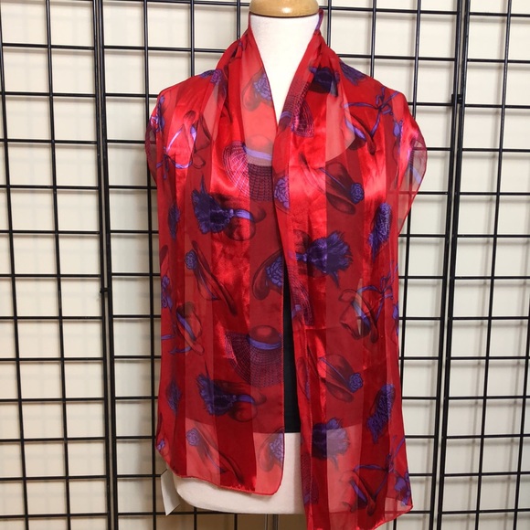 NWT Red Hat Society Oblong Scarf 100% Polyester Hand Wash - Picture 1 of 9